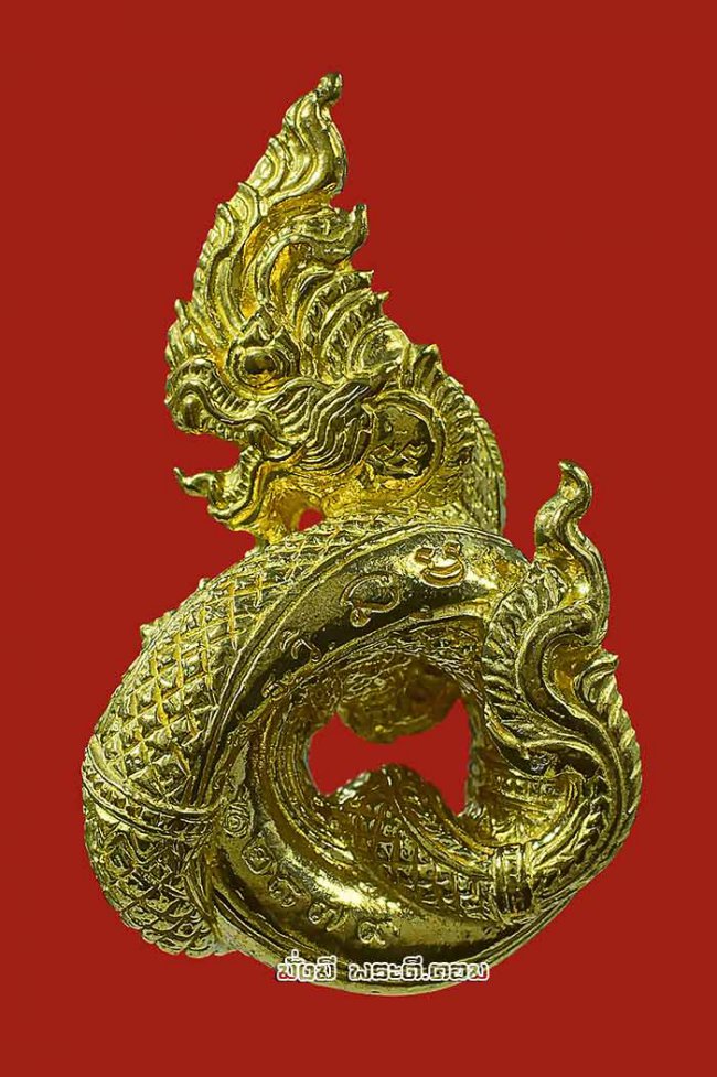 รูปหล่อองค์พญานาค หลวงพ่อรักษ์ อนาลโย วัดสุทธาวาส วิปัสสนา จ.พระนครศรีอยุธยา รุ่นขุมทรัพย์นาคราช ปี 2560 เนื้อทองราชาโชค ตนที่ 24 หมายเลข 2879