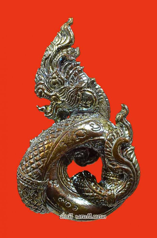 รูปหล่อองค์พญานาค หลวงพ่อรักษ์ อนาลโย วัดสุทธาวาส วิปัสสนา จ.พระนครศรีอยุธยา รุ่นขุมทรัพย์นาคราช ปี 2560 เนื้อสัมฤทธิ์โชค ตนที่ 13 หมายเลข 701 