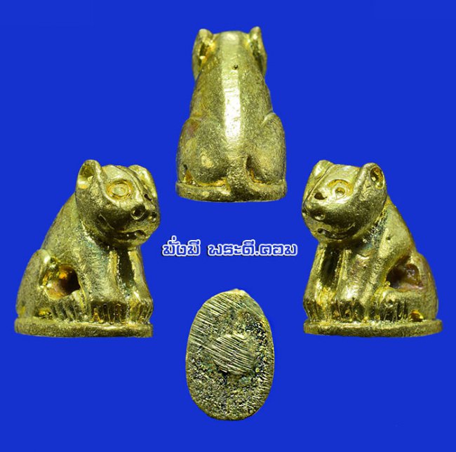 เสือหล่อโลหะ วัดมงคลโคธาวาส (วัดบางเหี้ย) จ.สมุทรปราการ พิมพ์จิ๋วเนื้อทองเหลืองไม่ทราบปีที่สร้างครับ ตัวที่ 1